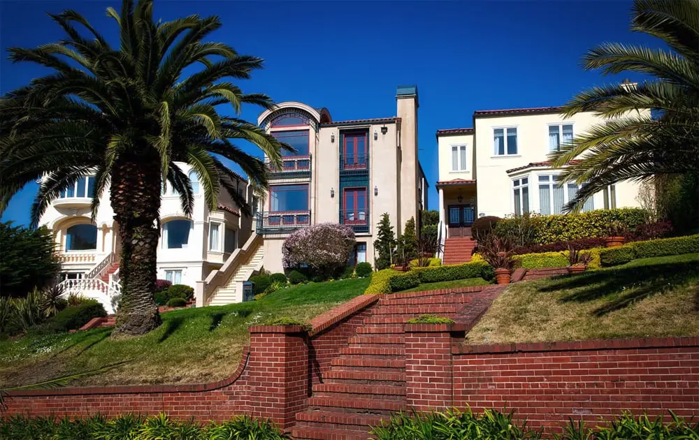 Brick steps and terraced beds
